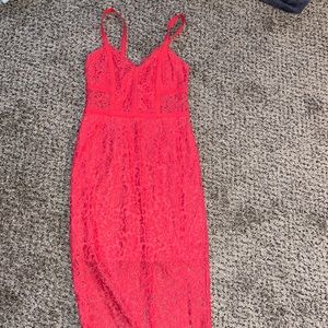 Bright red floral lace Express Dress